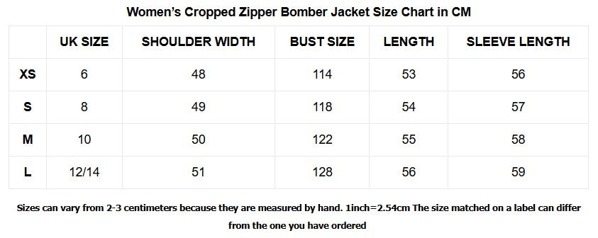 Women’s Cropped Zipper Bomber Jacket