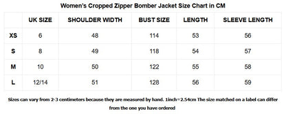 Women’s Cropped Zipper Bomber Jacket