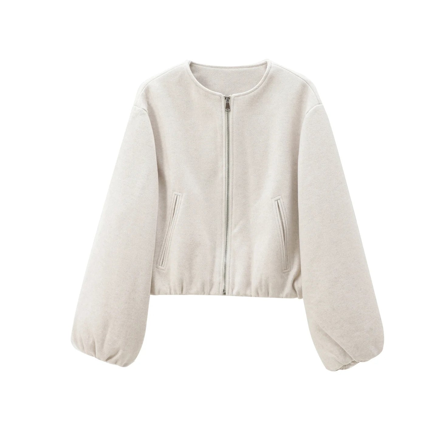 Women’s Cropped Zipper Bomber Jacket
