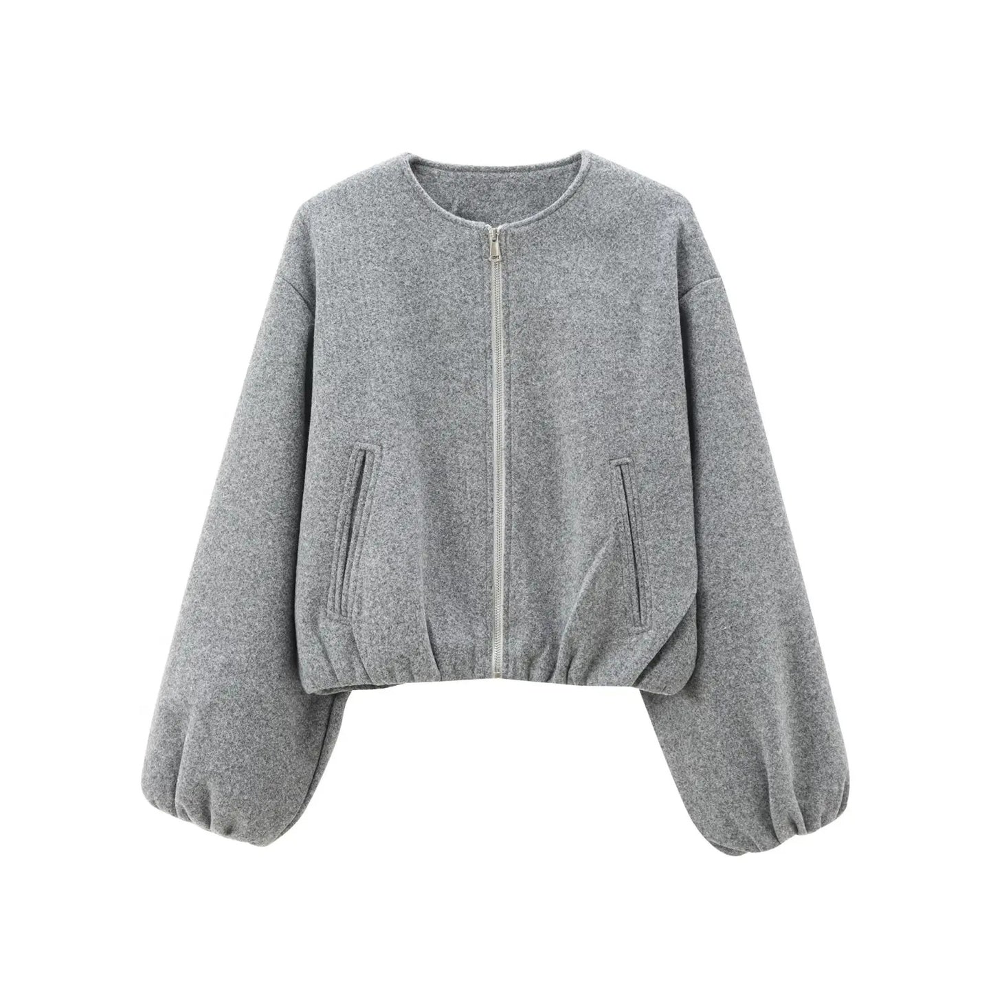 Women’s Cropped Zipper Bomber Jacket